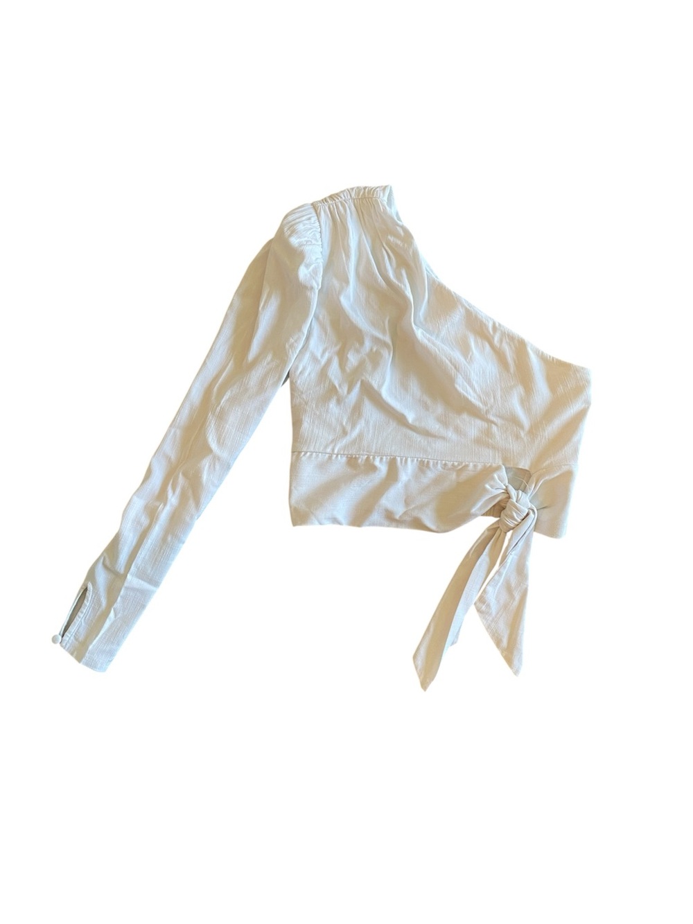 Free People Asymmetric One-Shoulder Tie-Waist Top - White